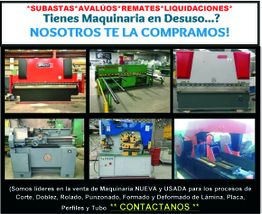 Anuncio de compra de maquinaria industrial en desuso, con imágenes de varias máquinas utilizadas.