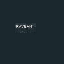 "Ravean logo in white on a textured dark background."