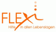 Logo: „FLEXi - Hilfe in allen Lebenslagen“ in Orange, stilisierte Punkte und Linien.