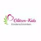 Logo mit Herz und Blättern, Text: "Glitzer-Kids Kinderschminken" in Pink und Grau.