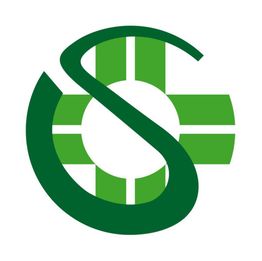 Logo verde con S sovrapposta a un cerchio bianco e croce verde.