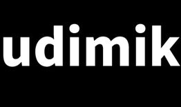Weiße Schrift "udimik" auf schwarzem Hintergrund.