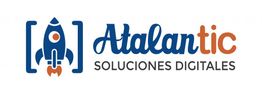 Logo de Atalantic con cohete azul y texto "Soluciones Digitales".