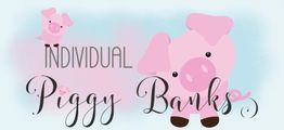 Grafik mit zwei rosa Sparschweinen und dem Text "Individual Piggy Banks" auf blauem Hintergrund.