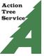 Stylized green tree shaped like an 'A' with "Action Tree Service" text beside it.