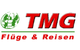 Logo von TMG Flüge & Reisen mit grünem Globus-Symbol daneben.