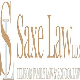 Saxe Law LLC logo with text "Illinois Family Law & School Law" in beige letters.
