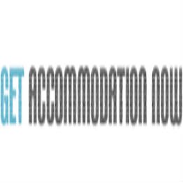 Text reading "GET ACCOMMODATION NOW" in a mix of blue and black.