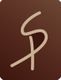 Stilisiertes "SP"-Logo auf braunem Hintergrund.