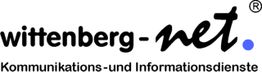 Logo von wittenberg-net mit blauem Punkt und Text: Kommunikations- und Informationsdienste.