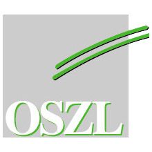 Logo mit den Buchstaben OSZL und zwei grünen Linien oben rechts. Hintergrund grau.