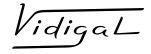 Texto manuscrito: "Vidigal" con un diseño elegante y líneas curvas.