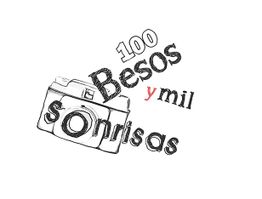 Cámara dibujada con texto: "100 besos y mil sonrisas".