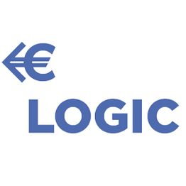 Logotipo azul con un símbolo de euro izquierdo seguido por la palabra "LOGIC".