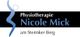 Logo der Physiotherapie Nicole Mick am Steimker Berg, mit stilisiertem blauen Strichmännchen.