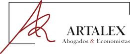 Logo de "Artalex Abogados & Economistas" con diseño estilizado de letras rojas y negras.