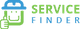 Logo mit blau-grünem Smiley im Helm neben dem Text "Service Finder".