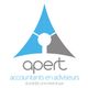 Logo van Apert met blauwe en grijze driehoek en tekst "accountants en adviseurs".