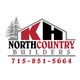 Logo of North Country Builders with phone number 715-851-5664 and house graphic.