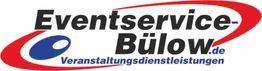 Eventservice-Bülow Logo mit blauem Kreis und rotem Bogen. Text: Veranstaltungsdienstleistungen.