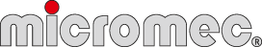Logo mit dem Schriftzug "micromec" in silber und einem roten Punkt auf schwarzem Hintergrund.
