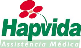 Logo da Hapvida com texto "Assistência Médica" e desenho de flor vermelha estilizada.