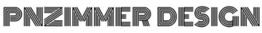 Textlogo "PNZIMMER DESIGN" mit dicken, gestreiften Buchstaben.
