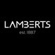 Schwarzer Hintergrund mit weißem Text: "Lamberts est. 1887".