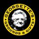 Logo featuring a woman's portrait with text: "Georgette's Grounds & Gifts" encircling it.