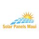 Logo of Solar Panels Maui with sun and blue solar panel design.