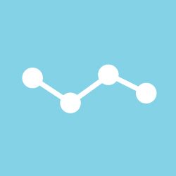 White graph line with three points on a blue background.