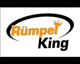 Logo mit Text "Rümpel King", ein Krone-Symbol auf dem Buchstaben "p", umkreist von schwarzem Oval.