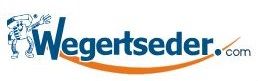Logo von Wegertseder mit Zeichnung einer Person, Schriftzug in Blau und oranger Linie darunter.