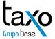 Logotipo de Taxo en negro y azul con texto "Grupo tinsa" debajo.