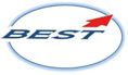 Logo mit Wort "BEST" und rotem Pfeil in blauem Oval.