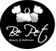 Due cani stilizzati sopra il testo "Be Pet, Beauty & Wellness" su sfondo nero.