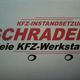 "Logo der KFZ-Werkstatt Schrader mit dem Text: KFZ-Instandsetzung, Freie KFZ-Werkstatt."