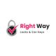 Logo with a padlock and pink check mark, text reads "Right Way Locks & Car Keys."