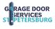 Logo reads: "Garage Door Services St. Petersburg" with a vertical blue bar next to the text.