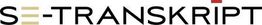 Logo mit dem Text "SE-Transkript" in Schwarz, mit zwei beigen Balken und rotem Quadrat.