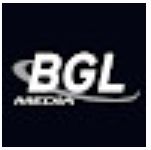Logo de BGL Media en fondo negro, letras blancas con detalle curvo alrededor.