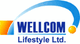 Logo von Wellcom Lifestyle Ltd. mit blauem Schriftzug und gelbem Bogen.