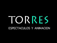 Texto: Torres Espectáculos y Animación en fondo negro.