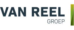"Logo van Van Reel Groep met een groene en gele balk links."