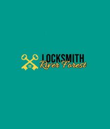 Gold keys crossed above "Locksmith River Forest" on a teal background.