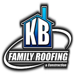 Logo of "KB Family Roofing & Construction" with house and swoosh design.