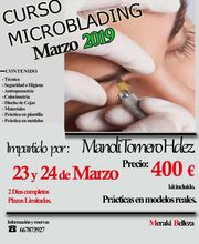 Curso de microblading marzo 2019. Fechas: 23 y 24. Precio: 400 euros. Plazas limitadas.