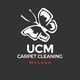 Butterfly logo for UCM Carpet Cleaning McLean on a dark background.