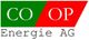 Logo von "CO OP Energie AG" mit grünem und rotem Hintergrund.