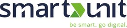 Logo mit Schriftzug "smartunit" und Slogan "be smart. go digital." in Schwarz und Grün.